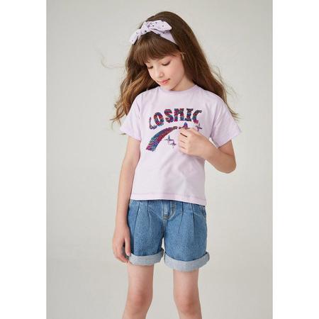 Imagem de Blusa Infantil Menina Manga Curta Box Com Paetê Reversível