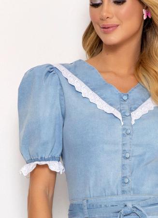 Blusa jeans hotsell com renda