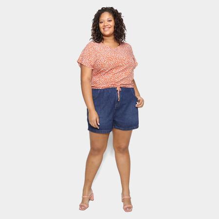 Imagem de Blusa Lecimar Plus Size Estampada Amarração Feminina