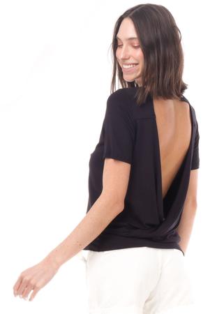 Imagem de Blusa Malha com Decote U e Abertura nas Costas Preto - M - Veste do 40 ao 44