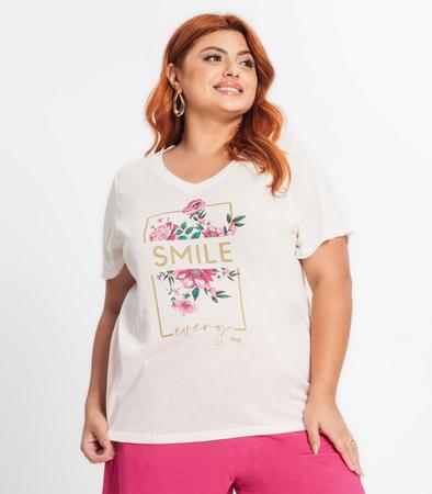 Imagem de Blusa Manga Curta Feminina Plus Size Secret Glam Bege