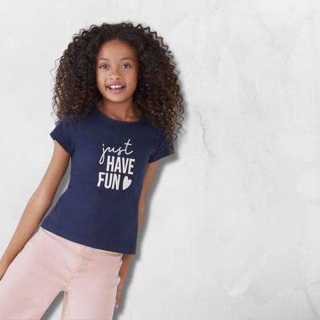 Imagem de Blusa Menina Estampada Manga Curta Estampada Azul - Branca