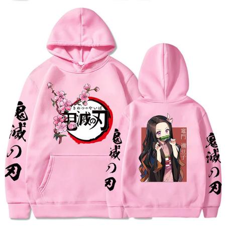 Moletom feminino com capuz fofo anime Demon Slayer desenho Nezuko  estampado, A, XX-Small