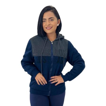 Blusa Moletom Feminina Aberta Capuz Peluciada Por Dentro Anj