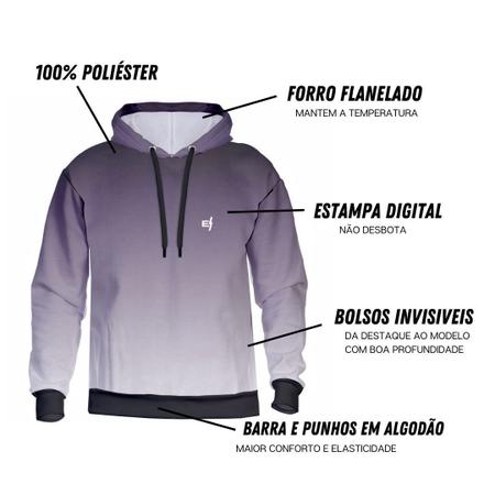 Imagem de Blusa Moletom Feminino Masculino Degrade Com Capuz Bolsos laterais Poliéster