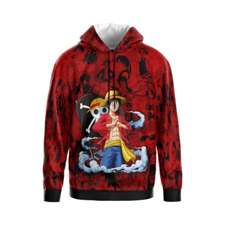 Blusa Moletom Flanelado Adulto e Infantil Monkey D. Luffy One