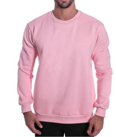 Blusa Moletom Flanelado Unissex Gola Careca Sem Capuz Rosa On