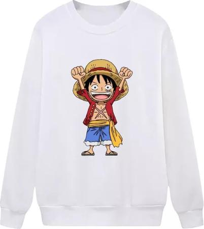 Blusa Moletom Gola Careca Masculino One Piece Donkey Luffy - Nessa Stop Imagem de Blusa Moletom Gola Careca Masculino One Piece Donkey Luffy