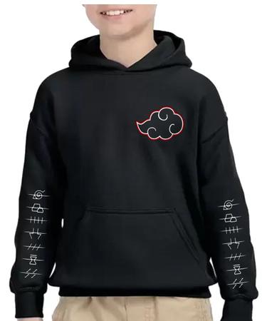 Conjunto de Moletom Naruto Nuvem Akatsuki Infantil com Capuz