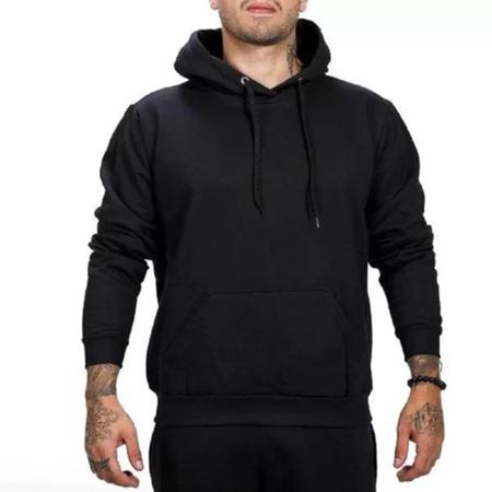 Blusa Moletom Masculino Fechado com Bolso Canguru Punhos e Capuz - Preto  Tam M - beco - Moletom e Blusão Masculino - Magazine Luiza