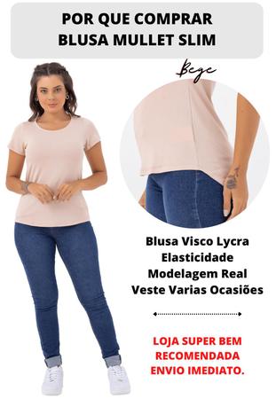 Imagem de Blusa Mullet Tampa Bumbum Feminina Básica Viscose Lisa Slim 3027.C1