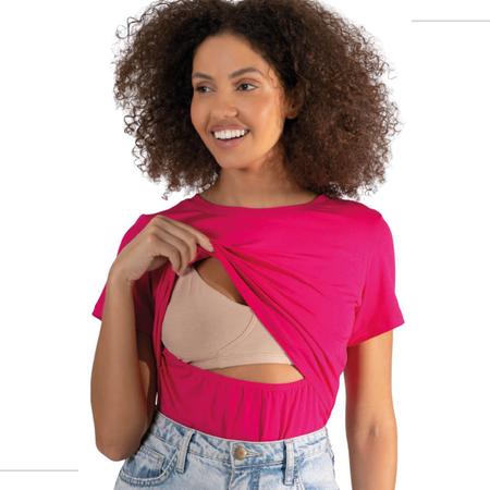 Blusa Para Amamentar Roupa Gr vida Gestante Amamenta o Beb Pink