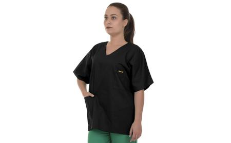 Imagem de Blusa Pijama Cirúrgico Scrub Preto 100% Algodão Unissex Artipé