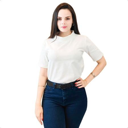 Imagem de Blusa T-Shirt Feminina Gola Alta Camiseta Básica Casual Moda