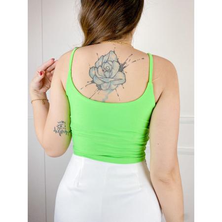 Imagem de Blusa top Cropped neon poliéster alça extrafina moda gringa feminina