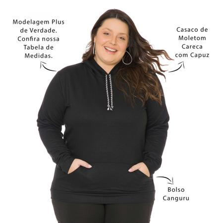 Imagem de Blusão Casaco de Moletom Feminino Plus Size com Bolso Canguru e Capuz 1137-A