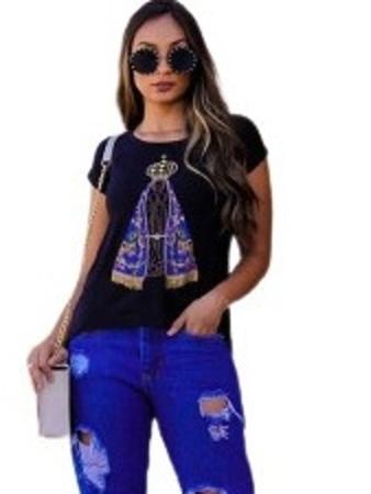 Imagem de blusas roupas femininas viscolycra tshirts strass Nossa Senhora Aparecida