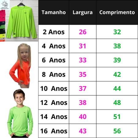 Imagem de Blusinha Camisa Infantil Com Proteção Solar Uv Fps50+ Tamanhos 2 Ate 16 Anos