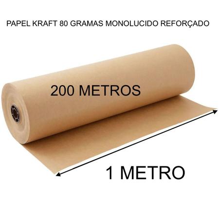 Imagem de Bobina 100cm Papel Kraft Pardo Loja 80gr 200 Metros