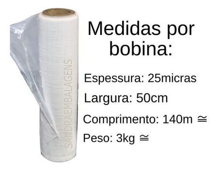 Imagem de Bobina Rolo Filme Stretch 500 X 0,25 Branco C/ 3kg Esticável