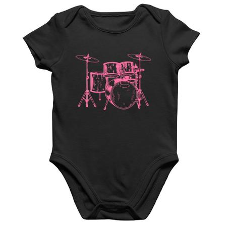 Imagem de Body Bebê Algodão Bateria Música (rosa) - Foca na Moda