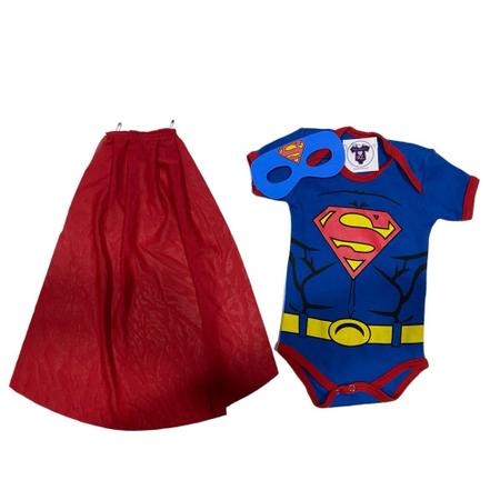 Body Bebe Menino Mascara Capa SUPER HEROIS Mesversario Tematico R.L Fantasia Magazine Luiza