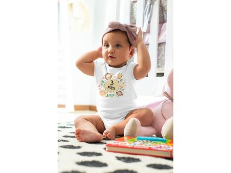 Body Beb Mesversario 3 meses safari bichinhos Branca Del France