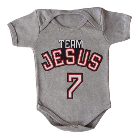 Imagem de Body Bebe - Team Jesus 7 - Religioso Cristão Esporte Cinza