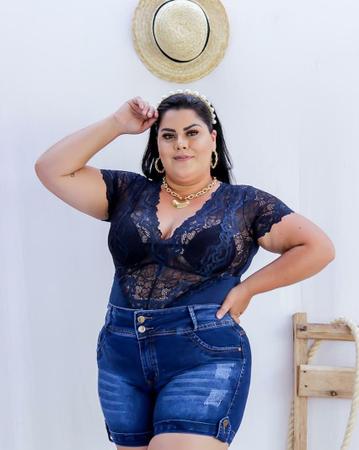 Body blusa manga rendado com bojo plus size - Summer Body - Body