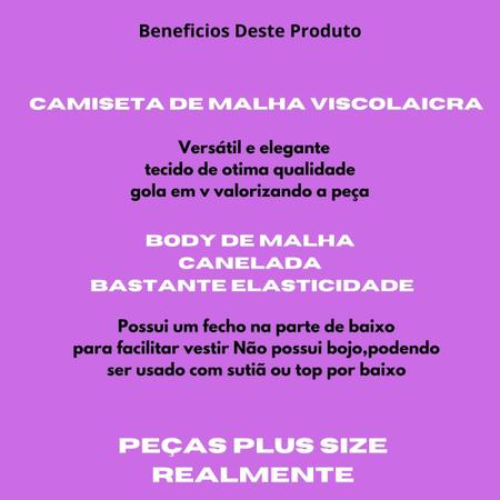 Imagem de Body Bori Feminino Plus Size Ombro a Ombro Manga Cavado Moda Verão Tamanho Grande E Blusa Blusinha De Malha Gola V