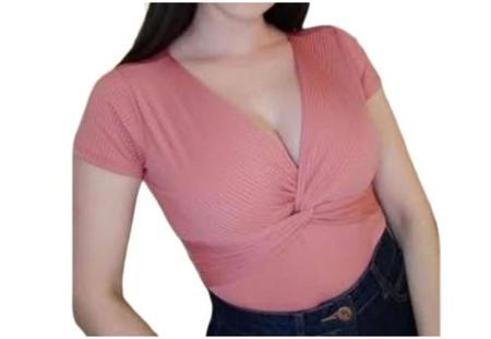 Body Blusa Feminina Manga Curta Decote V Nózinho Social Bojo