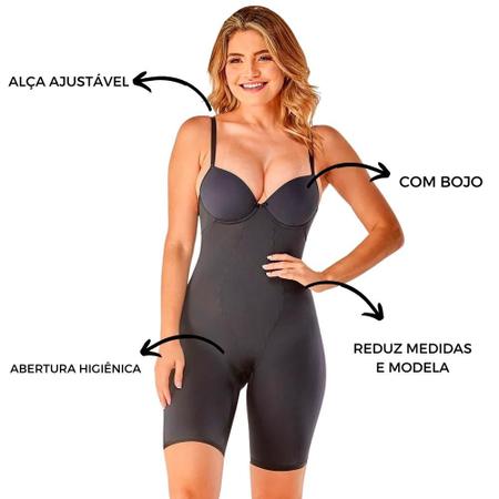Imagem de Body Cinta Modelador Macaquinho C/ Perna Com Bojo