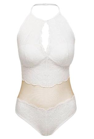 Body Com Renda Hope Branco L2997 Imagem de Body Com Renda Hope Branco L2997
