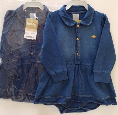 Imagem de Body Longo Bebê Menina Jeans Inverno Luxo Katita Kids 2742