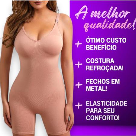 Imagem de Body Macaquinho Feminino Costa Nua Bori Afina Cintura empina bumbum Alta Compressão Cinta Modeladora