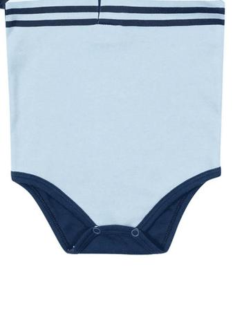 Imagem de Body para Bebê Marlan Curta Listras com Botão Azul