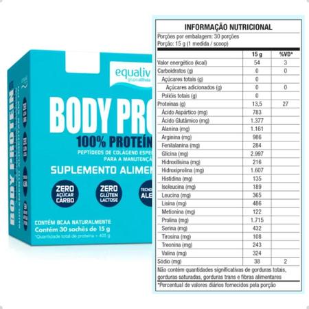 Imagem de Body Protein 100% Isolado Caixa 30 Sachês 15g Equaliv