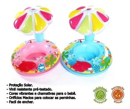 Imagem de Boia Fralda para Bebê com Proteção Bote Inflável Coqueiro Meninas