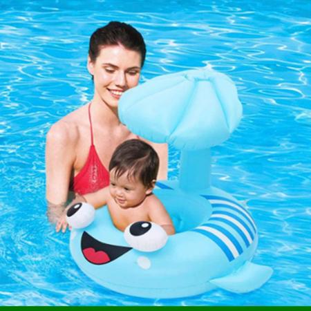 Imagem de Boia Infantil Inflável Com Pezinho e Cobertura Proteção para Seu Bebe Contra o Sol - Snel