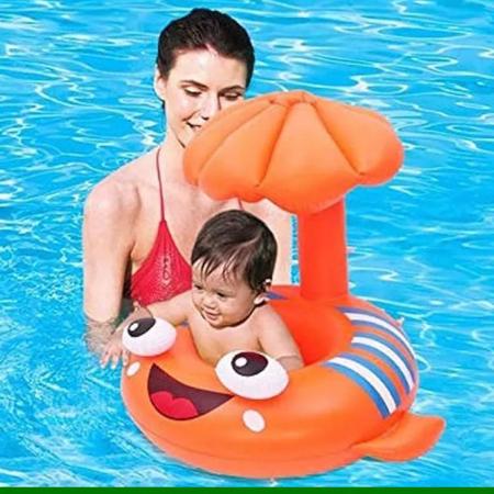 Imagem de Boia Infantil Inflável Com Pezinho e Cobertura Proteção para Seu Bebe Contra o Sol - Snel