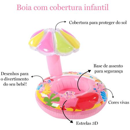 Imagem de Boia Inflavel Infantil Divertida Segurança Bebê Natação Redonda Menina Piscina Colete Férias Bebê Bote Kids Verão Azul