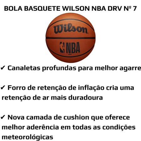 Imagem de Bola De Basquete Wilson Nba Drv Laranja Tamanho 7 Oficial Com Bomba