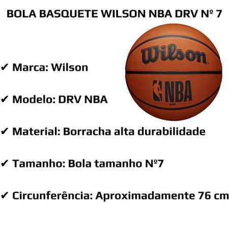 Imagem de Bola De Basquete Wilson Nba Drv Laranja Tamanho 7 Oficial Com Bomba