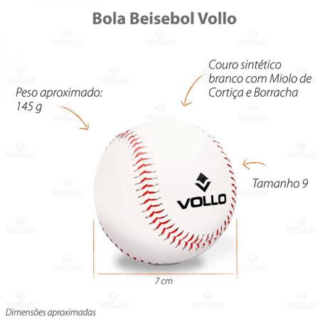 Imagem de Bola de Beisebol com Miolo de Cortica e Borracha Tam 9  Vollo Sports 