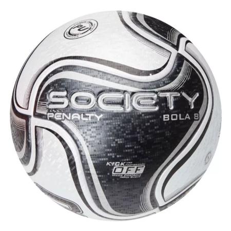 Imagem de Bola de Futebol Society Penalty 8x Prata Preto