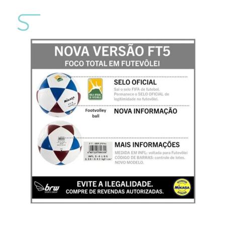 Bola de Futvolei Mikasa FIFA FT-5 BKY Amarelo e Preto em Couro Sintético  Laminado