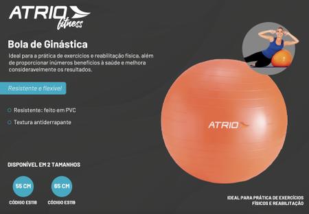 Imagem de Bola de Ginástica 65cm Diâmetro Material PVC Laranja Atrio Ideal para Pilates Yoga Treino Funcional