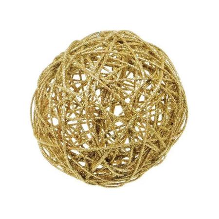 Imagem de Bola De Natal Ouro Rattan 1 Unidade 15Cm Cromus