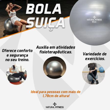 Bola Suíça para Exercícios e Pilates Gynastic Ball 65cm Prata Ref. BL.01.65  - Carci Cirúrgica Passos!