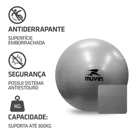 Imagem de Bola de Pilates 75cm Muvin  Com Bomba  Antiestouro  Suporta até 300kg  Ginástica  Yoga Fitness